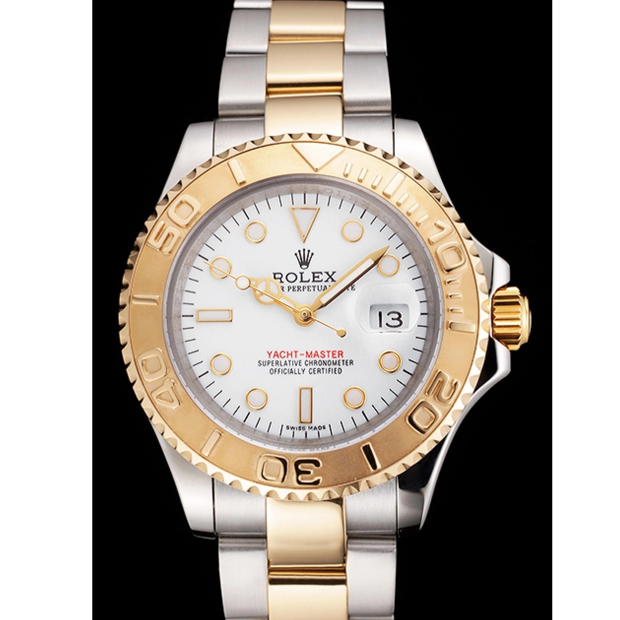 AAA Replica Watches White Gold Yacht-Master Steel Two Dial Tone Stainless Bracelet Bezel Swiss Rolex Case 0608